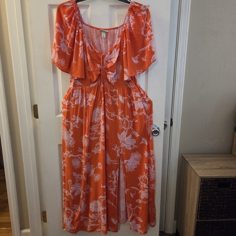 Ava & Viv Maxi Dress sz XXL Tropical Print Summer Cruise‎ Vacation Resort Casual